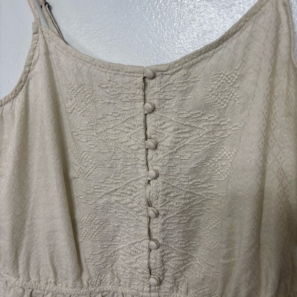 Arizona Jeans Boho Beige Y2K Embroidered Cropped Spaghetti Strap Top Size L - Picture 5 of 6